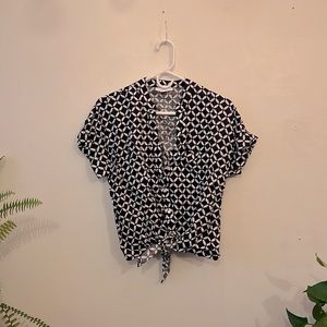 Tie Waist Short Sleeved Button Up